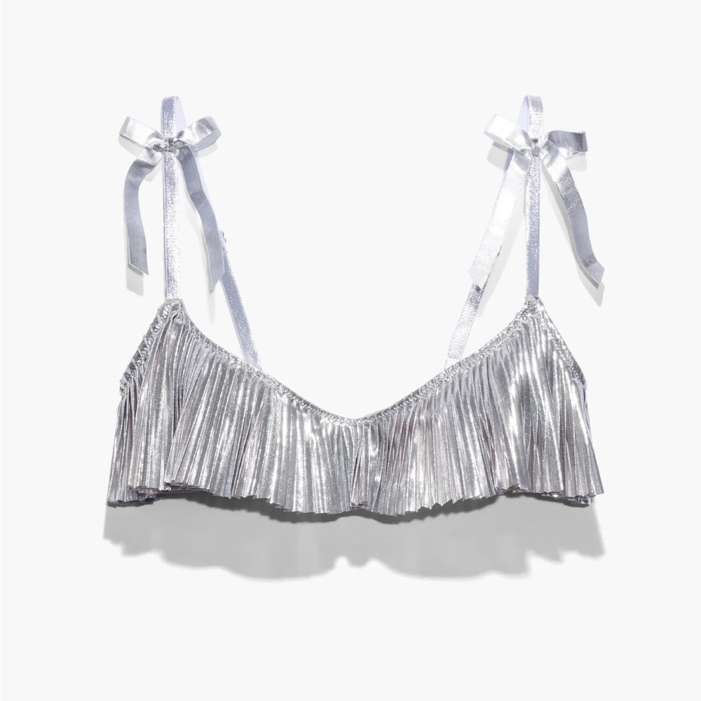 Pleated Lamé Unlined Bra
